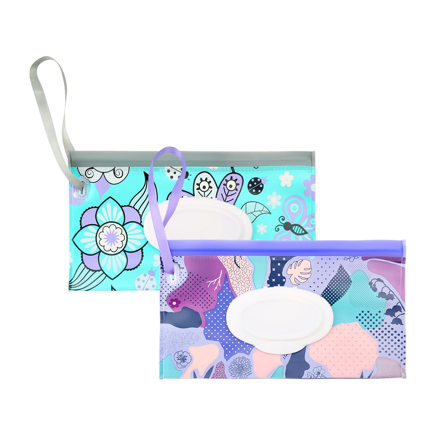 Rumyve 2pcs Reusable Travel Wet Wipe Dispenser - EVA Portable Bag and Box for Wipes On the Road, Home, Office