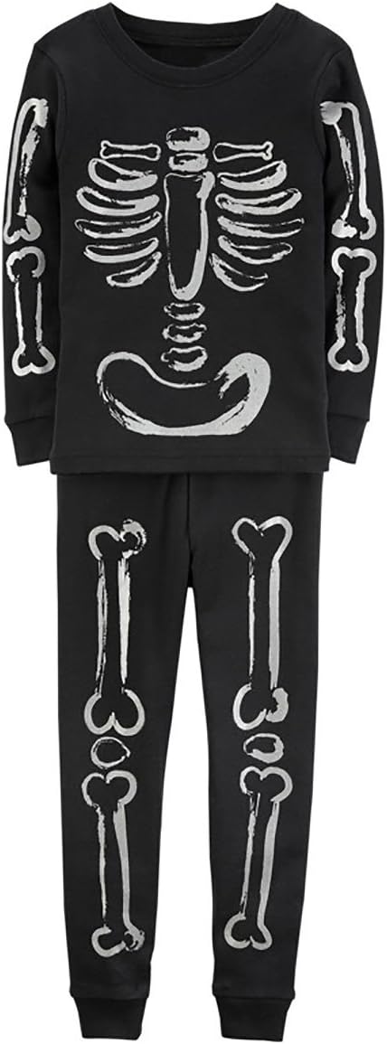 Kids Boys Skeleton Bones Costume Cotton Pajamas Clothes Set