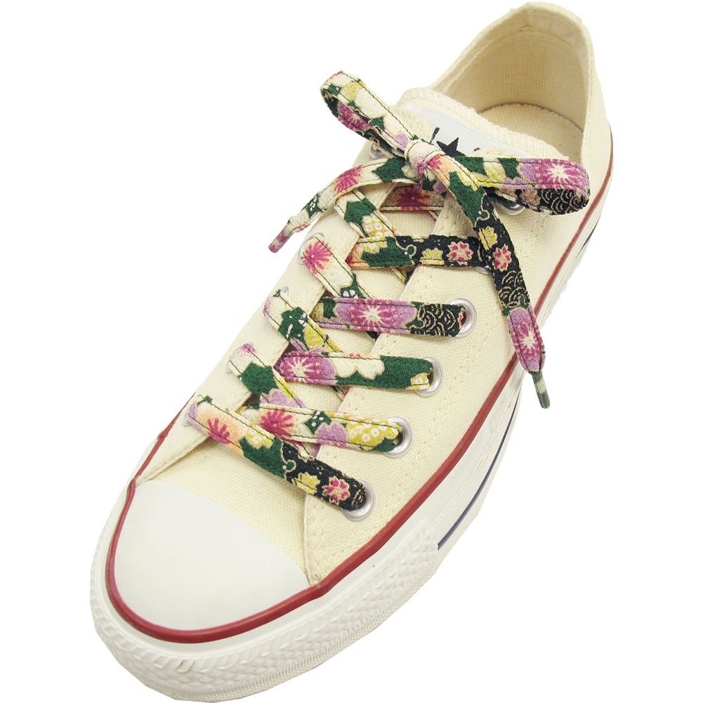 Japanese Chirimen Shoelaces for Sneakers 117cm 46inch (Green)