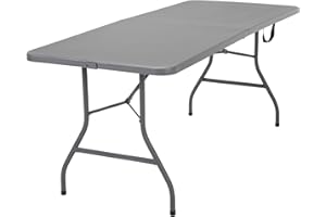 COSCO 6 ft Fold-in-Half Banquet Table w/Handle, 6ft, Grey