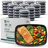 24 oz 50 Pack Meal Prep Containers BPA Free Leakproof Stackable Food Storage Containers with Lids, Microwave & Dishwasher Freezer Safe Reusable To Go Containers Bento Box Style Take Out Clear Plastic