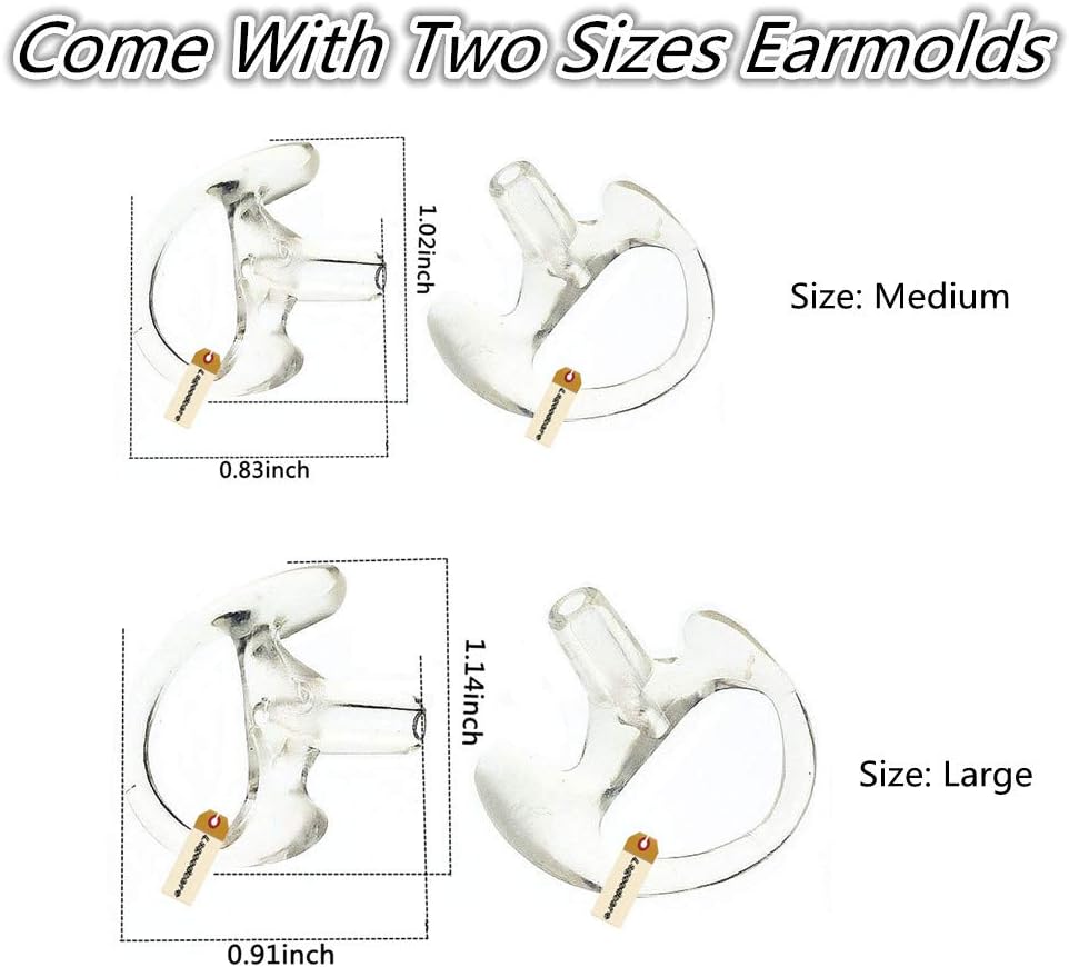 Ear Mold Ear Buds Clear, Lsgoodcare Silicone Insert Earmolded Earpiece Earbuds (Left and Right Ear) for 2 Way Acoustic Tube Radio, Soft Walkie Talkie Earmould Replacement (Medium+Large Size): Home Audio & Theater