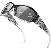 Myiaur Women's Photochromic Polarized Sunglasses, Wrap Around UV400 Driving | Photochromic Lenses Auto-Darken With UV; Polarized Anti-Glare, Wrap-Around Frame For Driving &amp; Outdoors