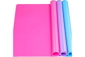 LEOBRO Silicone Mat for Resin Molds, 3 PCS Silicone Mats for Epoxy Resin, UV Resin, Play Dough Mat, Clay Mat, Nonstick Silicone Sheets Pads for DIY Arts and Crafts, Pink & Purple & Blue, 15.7”x 11.7”