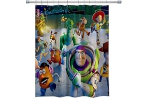 AAWFHRIE Kids Cartoon Shower Curtain Cute Cartoon Anime Characters Shower Curtain, Polyester Fabric Kids Bathroom Decor Curtain Set with Hooks (Green, 71WX71H Inches)