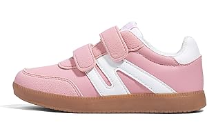 LUCKY STEP Kids Classic Retro Gum Sole Fashion Sneakers School Tennis Skate Shoes Girls Boys Hook and Loop Walking Casual Toddler Footwear Anti Slip Trainers