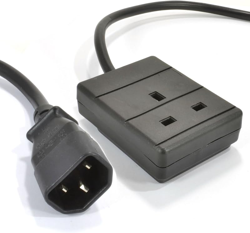PRO ELEC PEL01253 IEC C14 Plug to 10A UK Socket Lead 0.5m Black