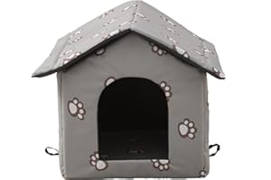 VARMTOR Outdoor Cat House, Cat Houses for Outdoor Cats, Weatherproof Warm and Insulated Cat House with Transparent Curtain Pet House, Stray Cats Shelter