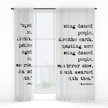 Society6 Charles Bukowski Typewriter Quote People Window Curtains