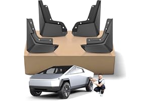 EPLTION 2024 Upgraded Custom Fit for Tesla Cybertruck Flexible Mud Flaps TPE Splash Guards (No Drilling) 3D All Weather Mudflaps with Hardware Accessories,Set of 4PCS, Front and Rear