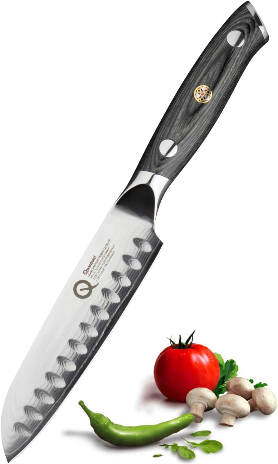 Taylors Eye Witness Quantum Pakka Wood Handle Santoku Knife, 12cm / 5” Blade. Premium High Hardness Exotic Super-Steel Core