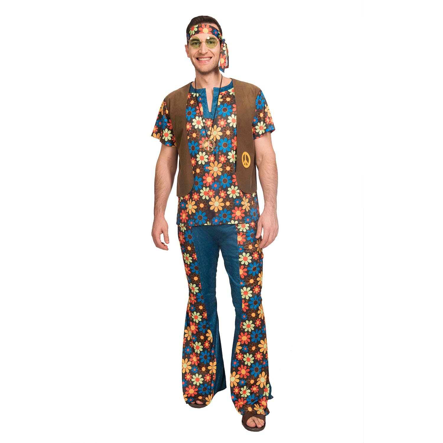 amscan 9905119 - Men's 1960's Groovy Hippy Man Adults Fancy Dress Costume Size: Standard