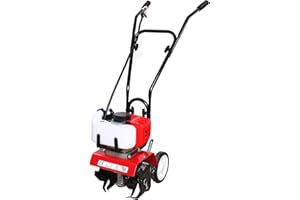 MUSESPANI Mini Tiller Cultivator, 52CC 2-Stroke Rototiller, Air-Cooled Gas Powered Cultivator Yard, Single-Cycle Pull Start Gasoline Engine 6500-7000r/min 1.65KW