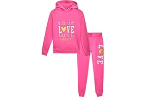 Dreamstar Girls Sweatsuit - 2 Piece Fleece Hoodie Sweatshirt and Jogger Sweatpants - Sequin Fashion Pants Set for Girls, 7-16