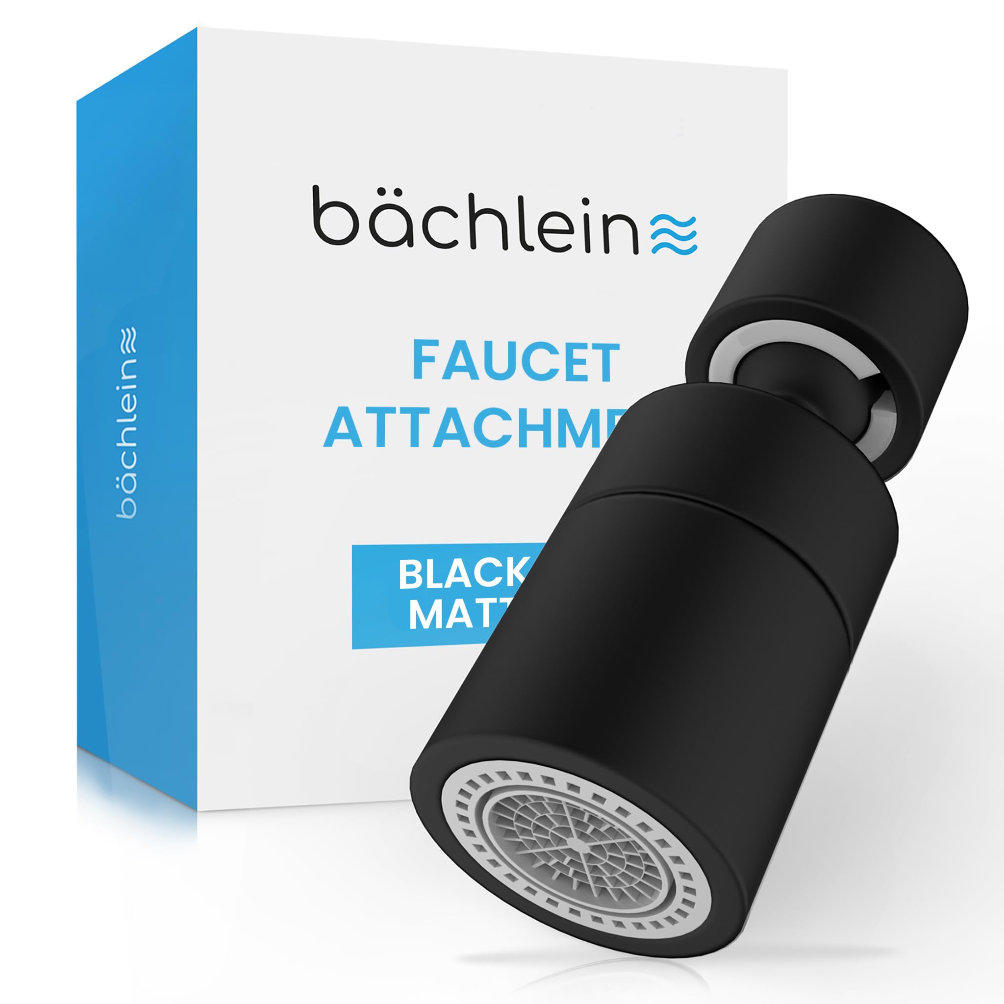 Bächlein Universal Faucet Attachment in Matt Black with Two Jet Types - Rotating Aerator for Kitchen Faucets
