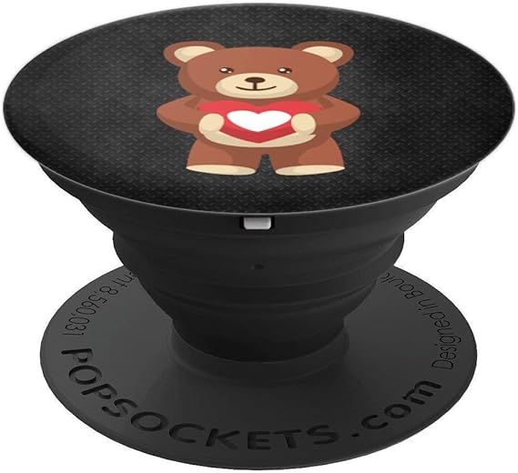 Amazon.com: Bonito oso de peluche de color marrón, corazón rojo, perfecto para tu colección – PopSockets Grip y soporte para teléfonos y tabletas