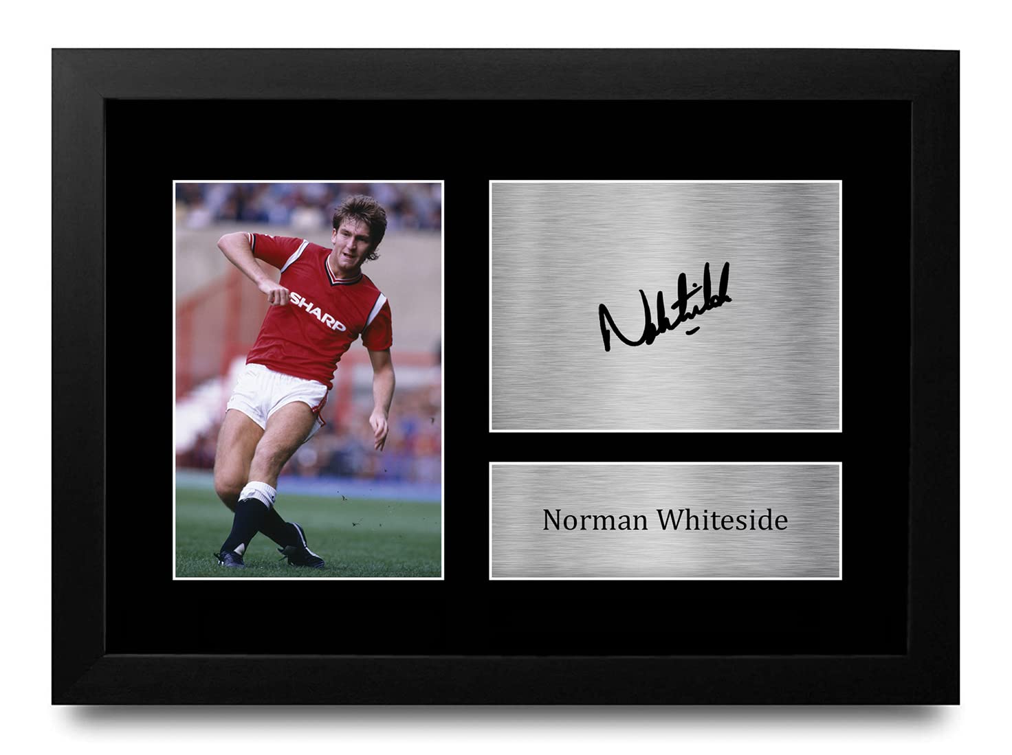 HWC Trading FR A4 Norman Whiteside Gifts Printed Signed Autograph Picture for Football Fans and Supporters - A4 Framed