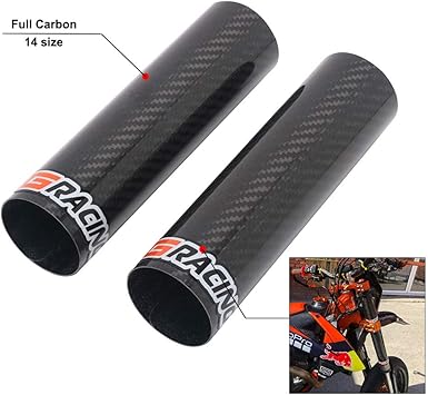 Amazon Com Motorcycle Front Shock Fork Cover Carbon Fiber Wrap Shock Absorber Guard Gaiters Gators Boots Adjustable Universal For Dirt Bike 9 3 Inch Automotive