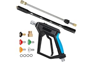 High Pressure Washer Gun 4000 PSI Power Washer Handle Gun with Extension Replacement Wand M22 14mm and M22 15mm Fitting 1/4" 