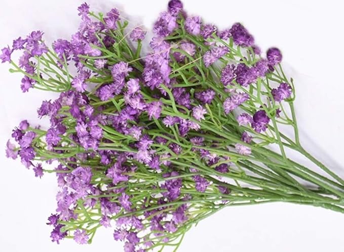 Amazon Srrabbit 清楚な かすみ草 造花 カスミ草 かすみそう 本物そっくりな アーティシャルフラワー 花束 紫色6本セット 造花 オンライン通販