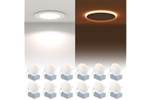 POWERASIA 12 Pack Recessed Lighting 6 Inch with Night Light, 5CCT 6 Inch LED Recessed Lights Dimmable 2700K/3000K/4000K/5000K/6000K, 15W 1200LM Ultra Thin Recessed Lighting - ETL and Energy Star