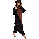 Funziez! Sherpa Bear Adult Onesie - Animal Halloween Costume - Plush Teddy One Piece Cosplay Suit for Adults, Women and Men