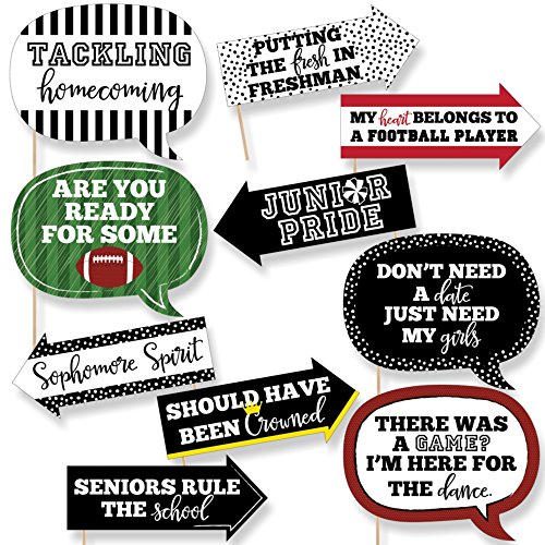 Funny Homecoming – Football Themed School Dance Photo Booth Props Kit – 10 Piece