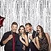 pozzolanas 4 Pack Foil Fringe Curtain Metallic Tinsel Fringe Curtains Shimmer Party Photo Backdrop Curtains for Birthday, Christmas, New Years, Weddings Party Decorations(Silver)