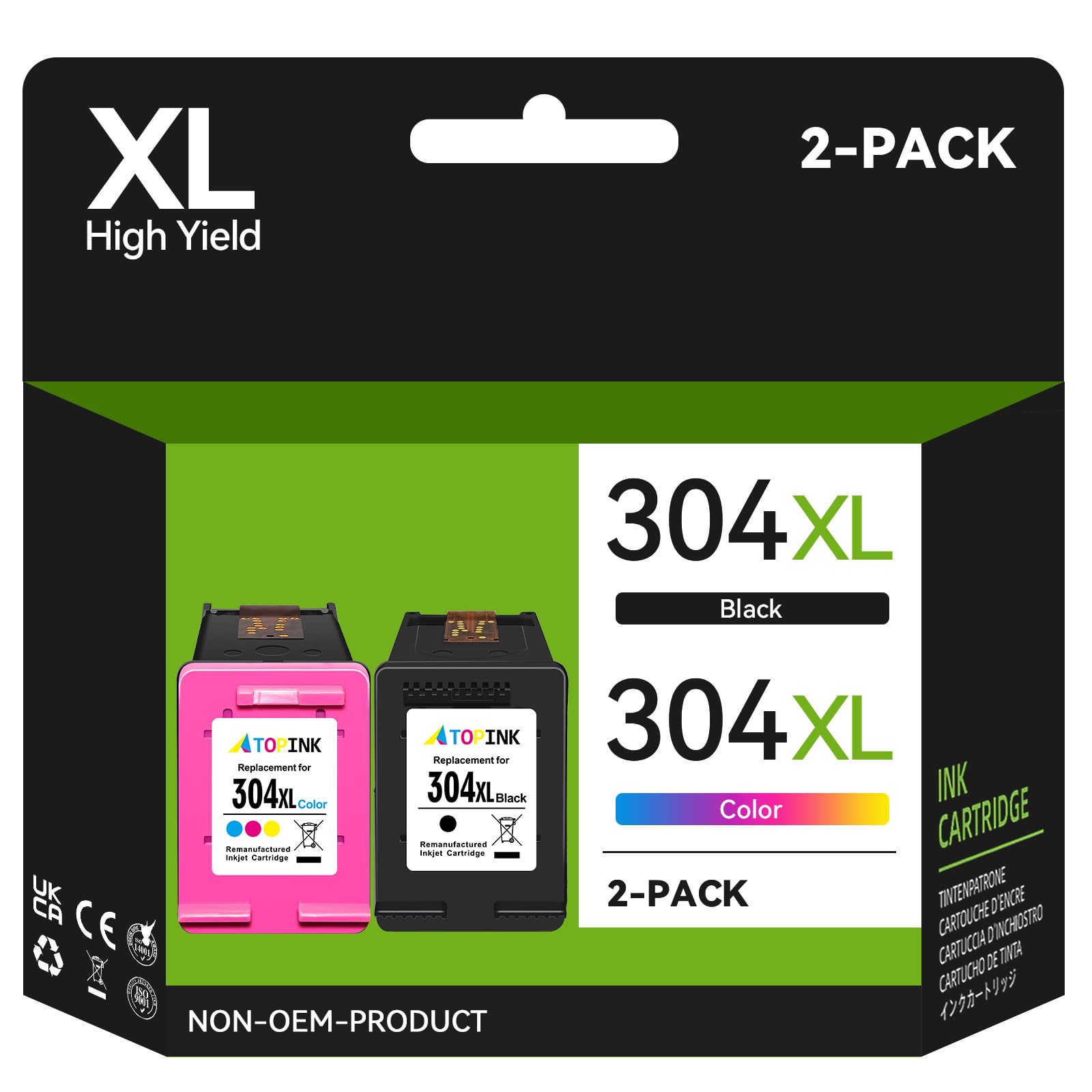 304XL Ink Cartridges Combo Pack, 304 Ink Cartridge Replacement for HP 304 Ink Cartridges Black and Colour, Printer Ink 304 XL for Envy 5020 5010 5030 5032 DeskJet 2600 2630 2620 3720 2632 3762 3760