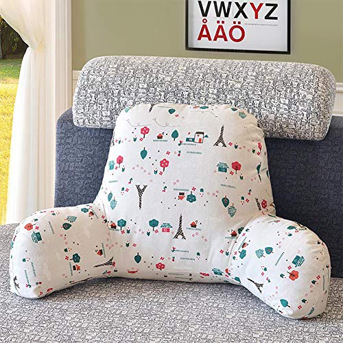 Ya-tube Comfortable Reading Backrest Pillow,Sitting Support Bed Pillow with Arms for Comfort While Reading & Relaxing Removable Microplush Washable for Adults, Teens and Kids