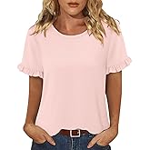 CRAZY GRID Women's Shirts Summer Casual Crewneck Short Sleeve Blouses Cute Floral Print Tunic Tops