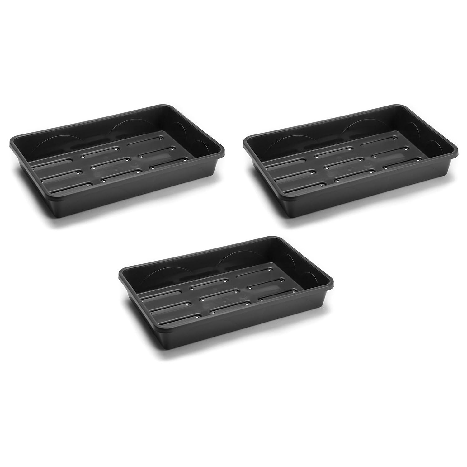 EarlyGrow Heavy Duty 38cm Medium Standard Seed Tray with Drainage Holes, Garden Greenhouse Seed Starting, Germination and Plant Growing Tray - 38 x 24 x 6cm - Pack of 3