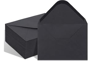 KEKETER 100 Pack Black 4x6 Envelopes, Contour Flap A4 Envelopes for Engagement Invites, Weddings Invitation, announcements, Baby shower, Perfect for RSVP Card 120gsm, 4.5 x 6.4 Inches - 100% Recycled