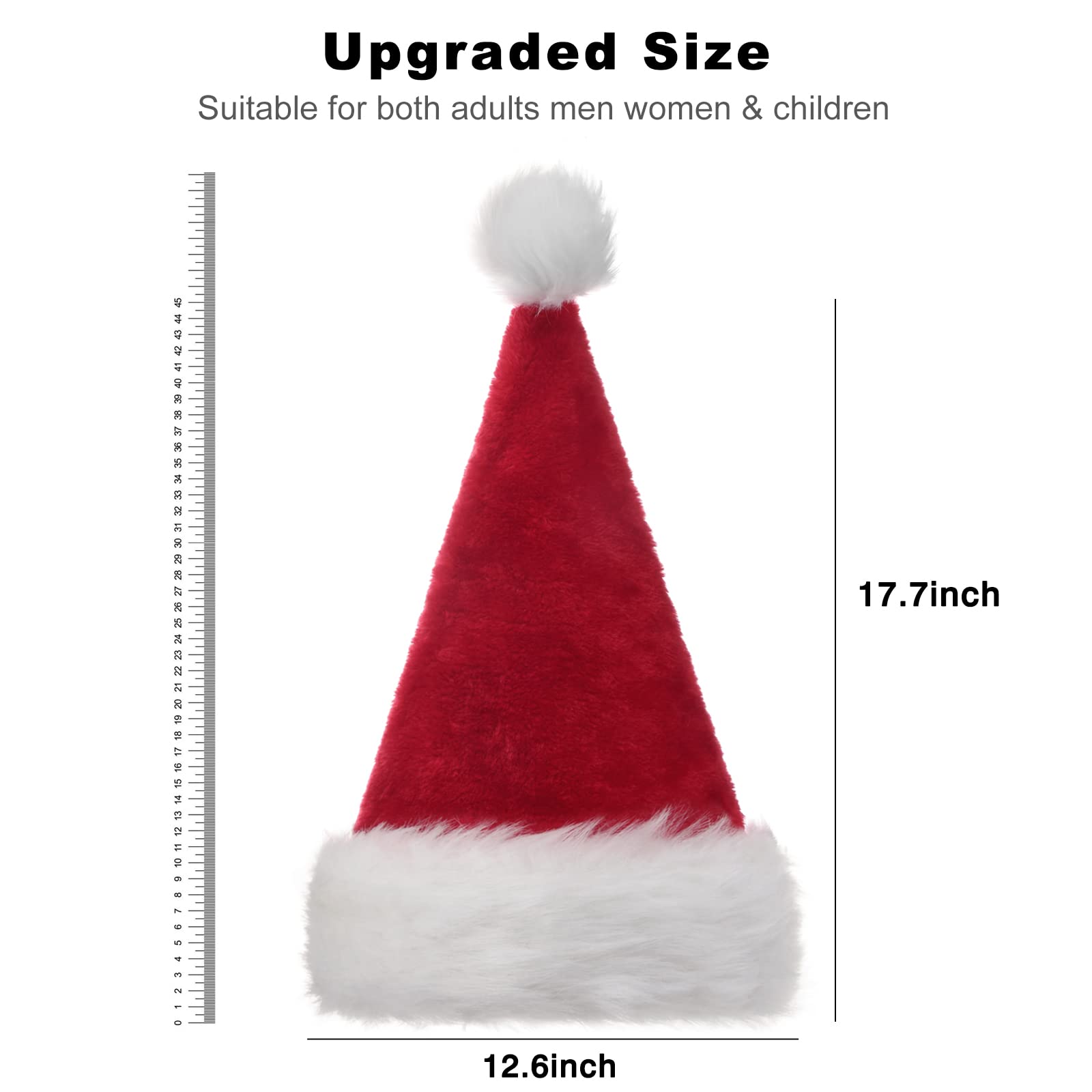 B-Land Unisex-Adult's Santa Hat, Christmas Hats for Adults Women Men Extra Thicken Xmas Holiday Hat with Comfort Liner