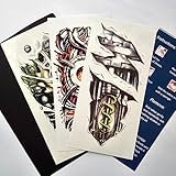 Kotbs 3 Sheets Mix Robot Arm Body Sticker Tattoo Art Make up for Men Temporary Tattoos Paper Waterproof