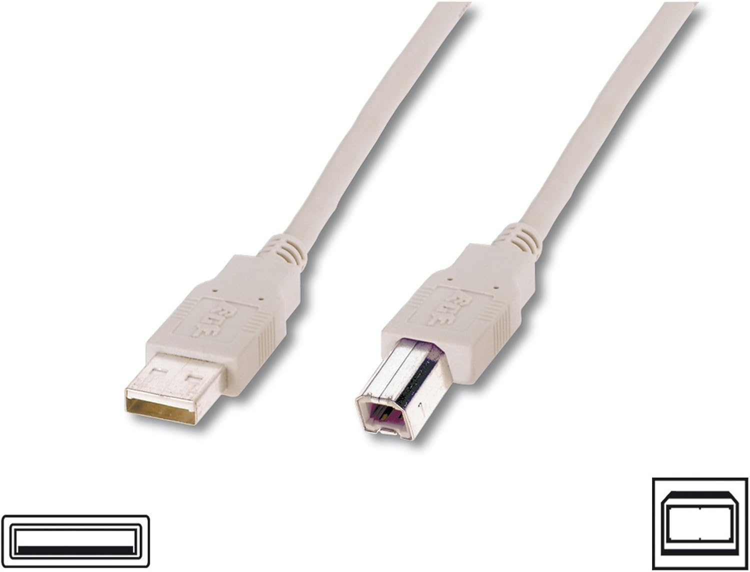DIGITUS USB 2.0 cable - 3 m - USB-A to Type B - 480 Mbps - connection cable for computers notebooks, hubs, printers - black