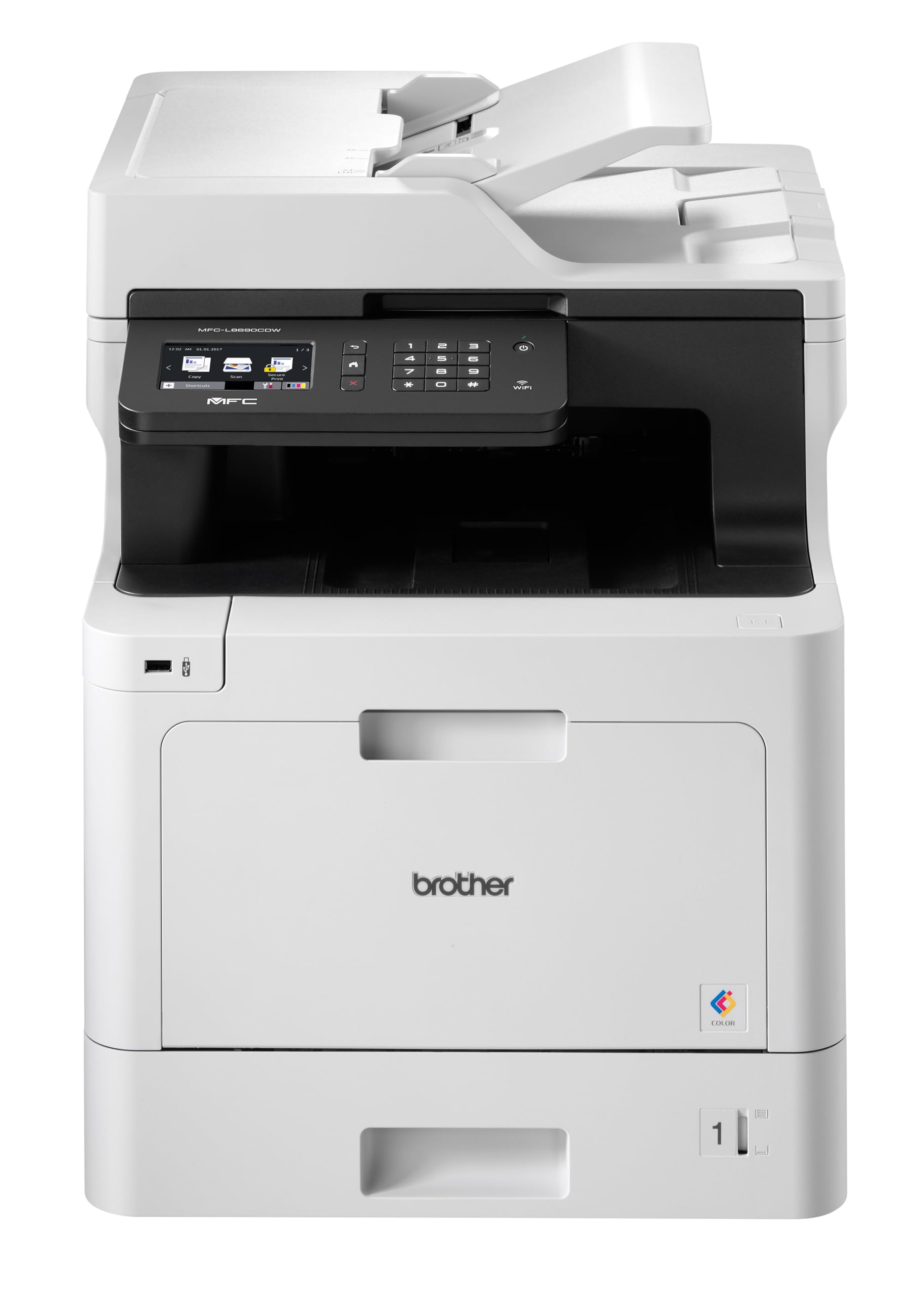 Brother MFCL8690CDW | Multifunzione Laser a Colori | 31 ppm | Stampa e Scansione Fronte/Retro | Touchscreen da 9.3 cm | WiFi, LAN e USB | Inbox toner da 3.000 pag (Nero) e 1.800 pag (colori CMY)