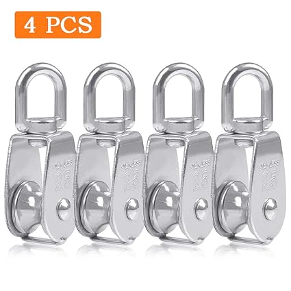 BUYGOO 4PCS Umlenkrolle Riemenscheibe für Seile - 25mm Edelstahl Riemenscheibe Einzelsatz in 304 Edelstahl M25 Riemenscheibe 
