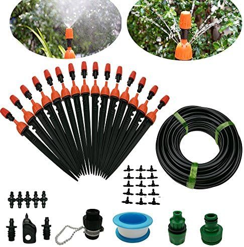 Drip Irrigation System DIY 50FT Micro Dripper Sprinkler Plant Irrigation Kit Irrigation Pipe, Irrigation Spray for Flower, Lawn, Patio, Garden Greenhouse Plants