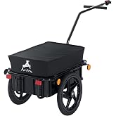 Aosom Bicycle Cargo Trailer with Waterproof Cover, Bike Wagon Trailer | Removable Box, Two 16in Wheels