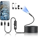 Endoscope Camera with Light, 1920P HD Borescope Tools with 8 Adjustable LED Lights, Endoscope with Semi-Rigid Snake Camera, Inspection Borescope for iOS and Android - 16.4ft Single Lens