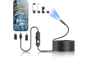 Kinpthy Endoscope Camera with Light,1920P HD Borescope Tools with 8 Adjustable LED Lights, Endoscope with Semi-Rigid Snake Ca