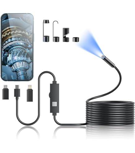 DEPSTECH Caméra Endoscope WiFi Double Objectif 1080P 5m - Inspection Câble Semi-Rigide Avec 7 LED Pour Smartphone