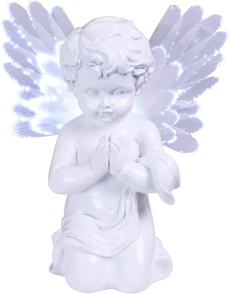 GardenKraft Solar Powered LED Angel Light with Fibre Optic Wings 19cm