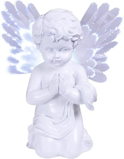 GardenKraft Solar Powered LED Angel Light with Fibre Optic Wings 19cm