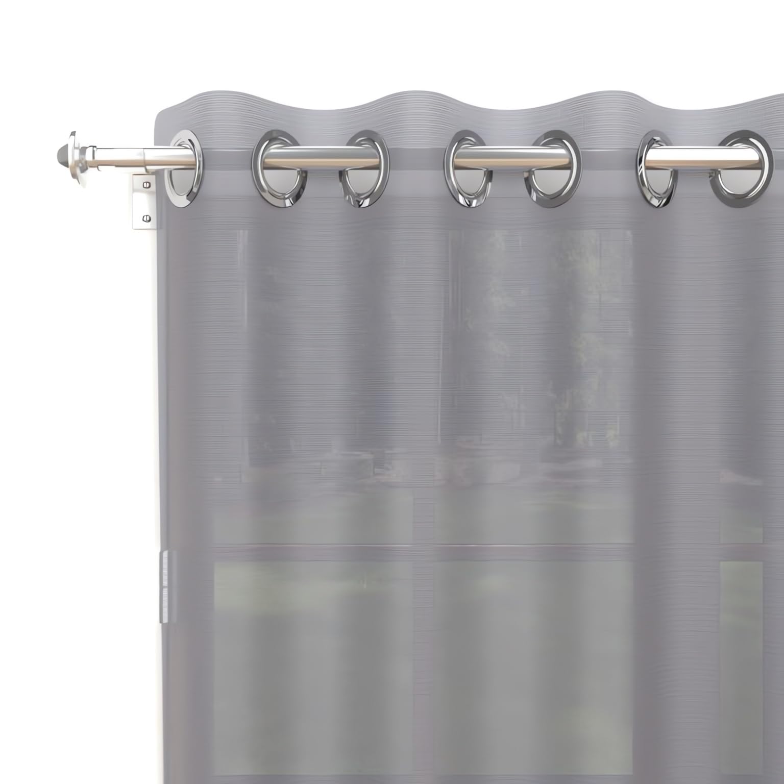 Soleil d 'Ocre 031068 Metal Net Curtain with Eyelets Polyester 140 x 250 cm Grey