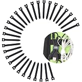 Patu Reusable Fastening Cable Ties - 30 Pcs 3 Inch Microfiber Cloth Hook and Loop Cord Management Wire Organizer Straps, Black