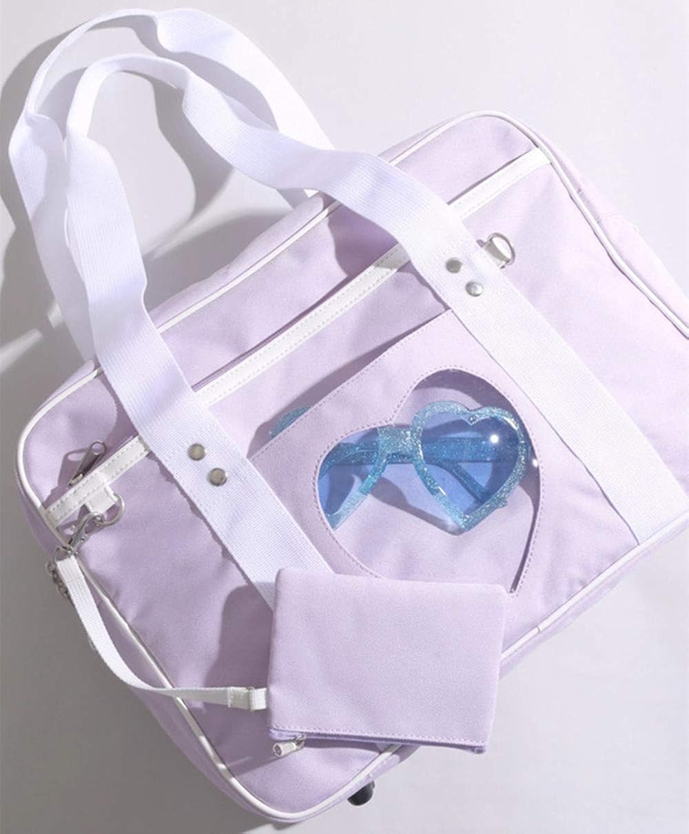 AlwaySky Ita Bag Heart Shape Window Japanese School Handbag Large JK Bag Girls Duffle Purse Anime School Satchels for Lolita Comic DIY Cosplay (Purple) - Image 3