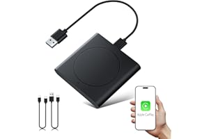 DKGEA Wireless CarPlay Adapter 2025 Upgrade Bluetooth CarPlay Adapter Super Mini Dongle for Apple iPhone Convert CarPlay from Wired to Wireless Stable Control&No Delay Plug and Play Car Accessories