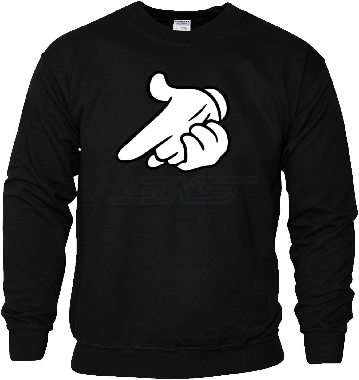 SnS KangdaSnS Online Mens Ladies Boys Girls Unisex Drake Mickey Mouse Gun hands Sweater Hoodie Sweat Shirt Pullover Jumper Sports Casual SweatShirt - Black - M - Chest : 38" - 40"